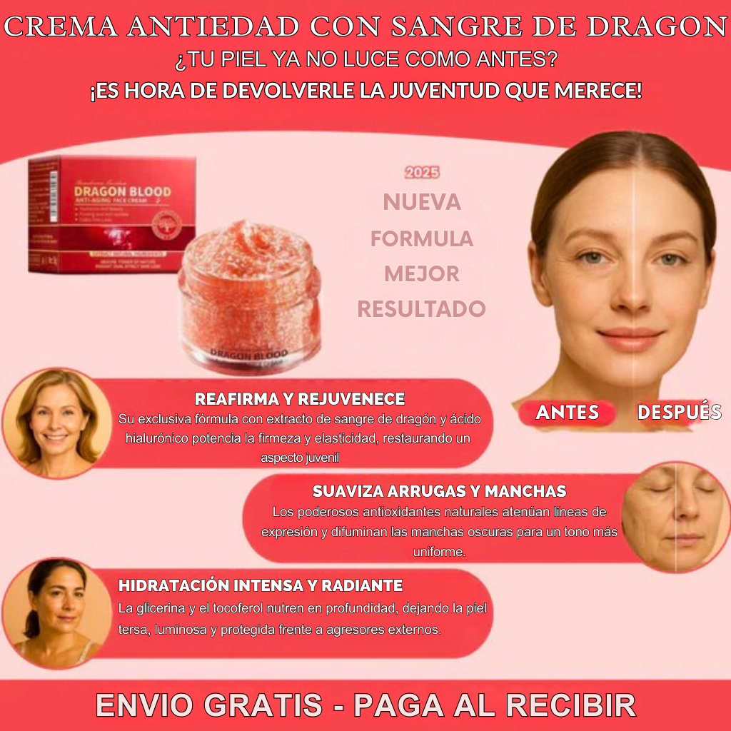 ¡Llévate 2 al Precio de 1! Crema Facial Rejuvenecedora con Retinol y Sangre de Dragón