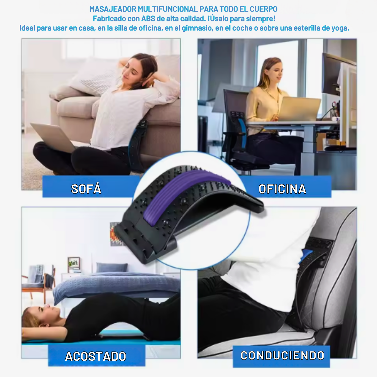 Estirador Lumbar Premium con Acupresión y Ajuste Postural de 3 Niveles