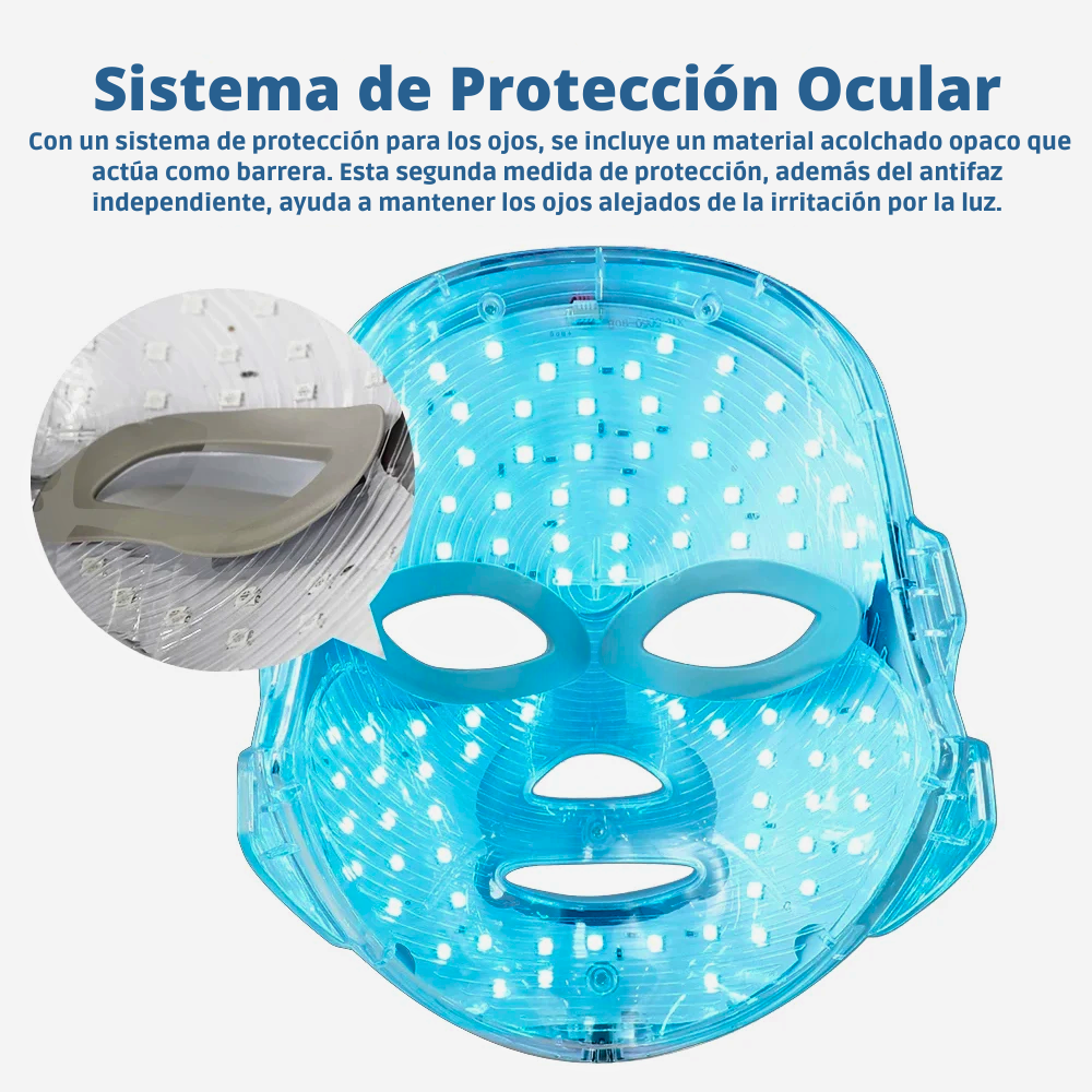 Máscara Facial LED 7 Colores | Fototerapia Rejuvenecedora y Antiacné